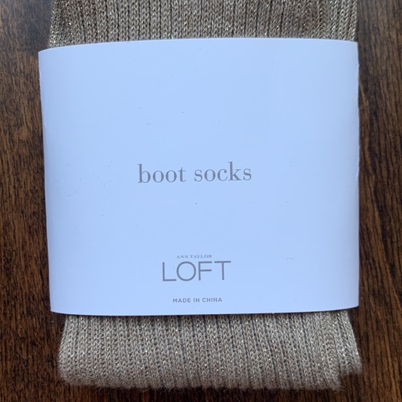 LOFT Light Brown Metallic Boot Socks New With Tag - Picture 3 of 9